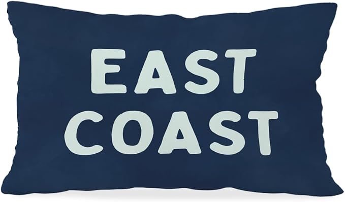 Coastal Throw Pillow Cover 12x20, Navy Blue Preppy East Coast Coquette Decor for Girls Room College Sofa Couch, Trendy Retro Dorm - Navy Blue