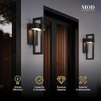 𝗠𝗢𝗗 𝗟𝗜𝗚𝗛𝗧𝗜𝗡𝗚 Terri | Modern Outdoor Wall Lights LED 10W, Exterior Wall Sconce Lights, Stainless Steel Outdoor Light Fixture, Waterproof IP65, 1 Pack (Black | Cool White 6000K | Small 14")