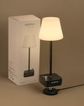 Cordless Table Lamp with Charging Base, Rechargeable 6000mAh Battery Operated Lamp, 3 Color Dimmable Smart Portable Table Light for Restaurant, Bedroom, Home, Kitchen Counter (White lampshade)