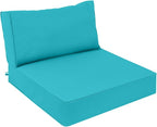 AAAAAcessories Outdoor Deep Seat Cushions, Waterproof, Fade-Resistant Patio Furniture Replacement Cushions, 24" x 24" x 5" + 24" x 13.5", Turquoise Blue