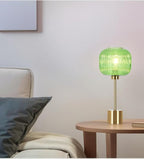 Green Glass Table Lamp with 3 Way Dimmable and Touch Control, Mid Century Modern Vintage Bedside Table Lamp for Bedroom Living Room End Table