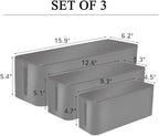[Set of 3] 3 Cable Management Boxes + 3 Wire Ties, Large Cord Box Organizers to Hold and Hide Power Strip Charger Adapter Power Cord Charging Station USB HUB (Black)