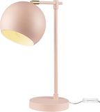 GLOBE Electric 52285 Hannah 18" Desk Lamp, Matte Pink, Brass Pivot Joint, in-Line On/Off Rotary Switch