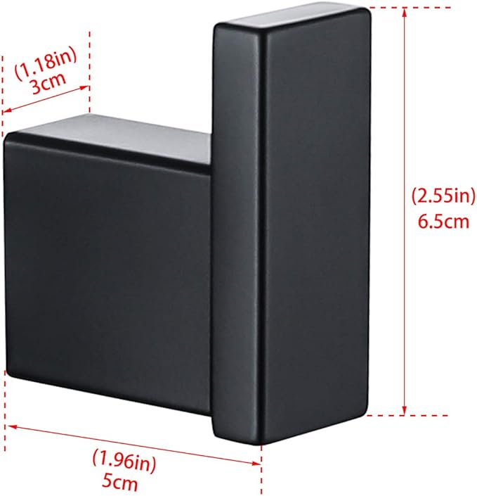 RANDOM Matte Black Towel Hooks for Bathrooms Kitchen Black Hooks for Hanging 2 Pack SUS 304 Stainless Steel Wall Hooks Modern Bathroom Hardware Accessories Coat Robe Hook Wall Mounted.96009-8MB
