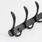 Coat Rack Wall Mounted - 5 Tri Hooks, Heavy Duty, Metal Coat Hook Rail for Coat Hat Towel Purse Robes Mudroom Bathroom Entryway (Black)