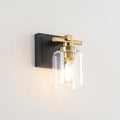 1 Light Modern Bathroom Light Fixtures Over Mirror, Black Gold Vanity Lights for Bathroom Wall Sconces with Clear Glass Shades, E26 Socket (Bulbs Not Included)