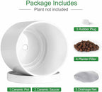 Aveyas 10 inch Ceramic Planter Pot with Drainage Hole and Saucer - Suitable for Indoor and Outdoor Use, Modern Planters for House Garden Flower Tree Snake Monstera Plants (10", Glossy White)
