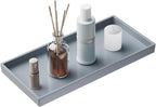 Vanity and Bathroom Tray, 9.8" ABS Countertop Organizer,Waterproof Vanity Tray for Toilet Tank,Perfume,Soap,Keys,Bathroom Accessories,Kitchen and Bath Trays,Non Slip Small Trays,Gray