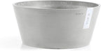 Ecopots Frankfurt Durable Modern Round Indoor/Outdoor Recycled-Based Composite Flower Pot Planter, White Grey, 12"