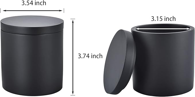 Cotton Swab Holder with Lid, Round Qtip Holder Bathroom Black, Resin Cotton Ball Canister Jar Cosmetics Makeup Countertop Organizer Containers Canister Apothecary Jar, Matte Black