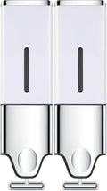 2-in-1 Quadrate Dispensers for The Shower,Shower soap Dispenser,Conditioner Dispenser, Shampoo Dispenser,No Drilled Wall Mounted Distributor,Hotel,Bathroom,Home (Double, White)