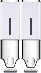 2-in-1 Quadrate Dispensers for The Shower,Shower soap Dispenser,Conditioner Dispenser, Shampoo Dispenser,No Drilled Wall Mounted Distributor,Hotel,Bathroom,Home (Double, White)