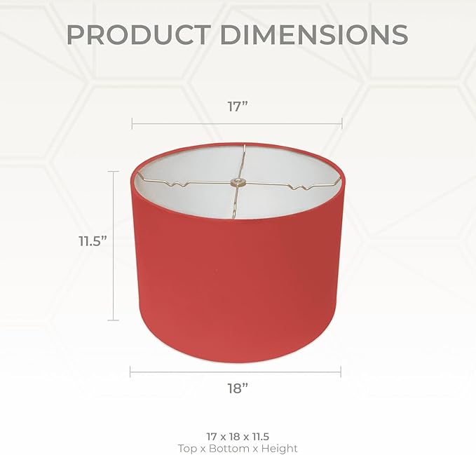 Royal Designs, Inc. HB-610-18RED-2 Shallow Drum Hardback Lamp Shade, 17 x 18 x 11.5, Red, 2-Pack