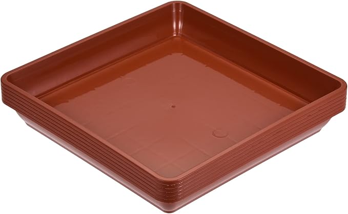 MECCANIXITY Plant Pot Saucer 7 Inch Plastic Square Flower Drip Tray for Indoor Outdoor, Red Pack of 6