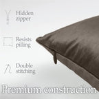 lalaLOOM Velvet Throw Pillow Covers, Set of 2, Soft Accent Cases for Pillows, Decorative Square Home Decor, Silky Machine Washable Pillowcases for Sofa, Couch, Bedroom, Living Room, 16x16, Brown