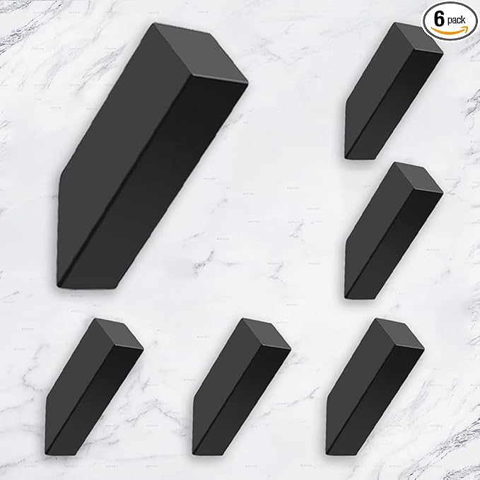 NINETREX Black Towel Hooks Matte Black Robe Hook, Modern Towel Hooks SUS 304 Stainless Steel Heavy Duty Wall Hooks Waterproof for Bathroom Bedroom Entryway Coat mudroom Garage, Wall Mounted 6 Pack
