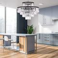 Black Modern Style Crystal Chandeliers & LightsRound Hanging Classic, Pendant Ceiling Chandelier Lighting Fixture 5-Tier for Dining Room Living Room(24 inch,Black)