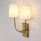Vintage 2-Lights Wall Sconces with Funnel White Fabric Shades, Double Head Bathroom Vanity Lights Fixture, Indoor Wall Lamps for Bedroom Living Room Hallway Stairway