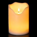 Homemory 6.3" x 8" Extra Large Outdoor Waterproof Candle with Auto 6-Hour Timer, Big Flameless Candle, Extra Wide and Tall Pillar Candle Battery Operated, White Plastic Made, Long Last for Months