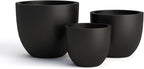 DTY Signature Mount Belford Lightweight and Durable Modern Fiberstone Egg Shaped Planter for Indoor Outdoor Drainage Hole & Rubber Plug Weather Resistant, 10" H x 12" Dia, 10" Opening - Small, Black