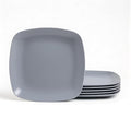 TP 10.5" Melamine Square Dinner Plates, 6-piece Plate Set Unbreakable Serving Dishes for Indoors and Outdoors, Unbreakable Dinner Service for 6, Gray