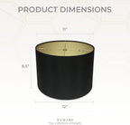 Royal Designs, Inc. HB-610-12BLK/GL Shallow Drum Hardback Lamp Shade, 11 x 12 x 8.5, Black with Gold