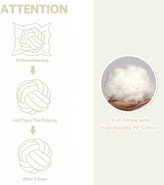 Petrella Knot Pillows Ball Round Throw Pillows Home Decor Cushion Decorative Aesthetic Throw Pillows，White 8inch