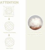 Petrella Knot Pillow Ball Round Throw Pillows Home Decor Cushion Decorative Aesthetic Throw Pillows，White 13inch