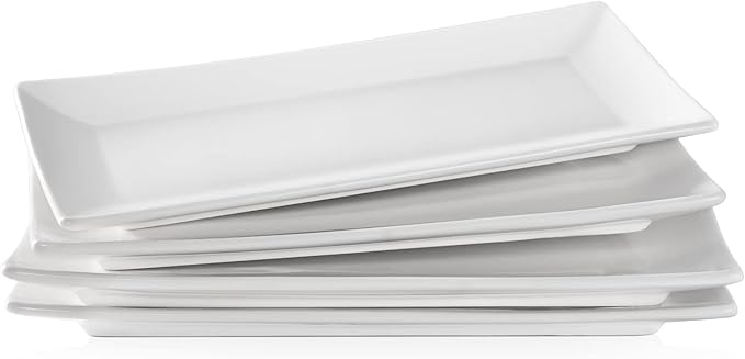 LIFVER Serving Platters, White Rectangle Serving Trays (1, 10 inch)
