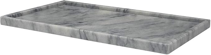 Natural Marble Stone Tray - Hand Carved, Polished Marble Bathroom Tray w/Non-Slip Rubber Pads – Compact Marble Vanity Tray in 3 Shapes - Versatile, Luxury Stone Tray for Bathroom, Kitchen & More