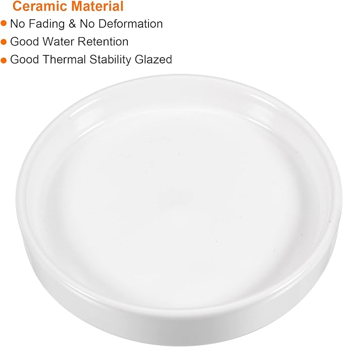 MECCANIXITY Plant Pot Saucer 11.5cm Ceramic Round Flower Drip Tray for Indoor Outdoor, White Pack of 2