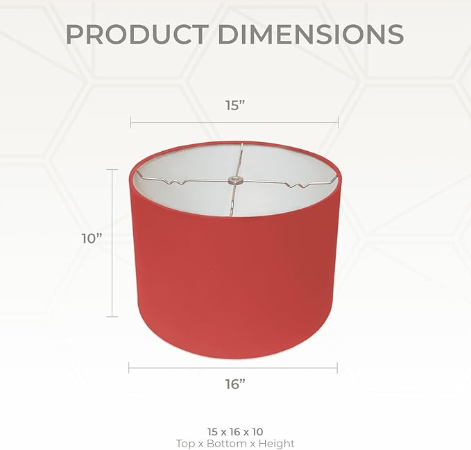 Royal Designs, Inc. HB-610-16RED-2 Shallow Drum Hardback Lamp Shade, 15 x 16 x 10, Red, 2-Pack