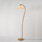 GLOBE Electric x Novogratz 61000043 62" Floor Lamp, Wood Toned, White Pleated Shade, Pivot Joint on Shade, On/Off Foot Switch, Black Cord, Modern Lighting for Living Room or Office