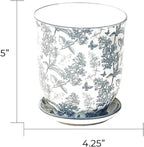 CHIVE ‘Liberte’ Ceramic Succulent Pots — 4.25” Cute Vintage Farmhouse Style Planters for Indoor Plants — Beautiful Home & Kitchen Decor — Grey Forest