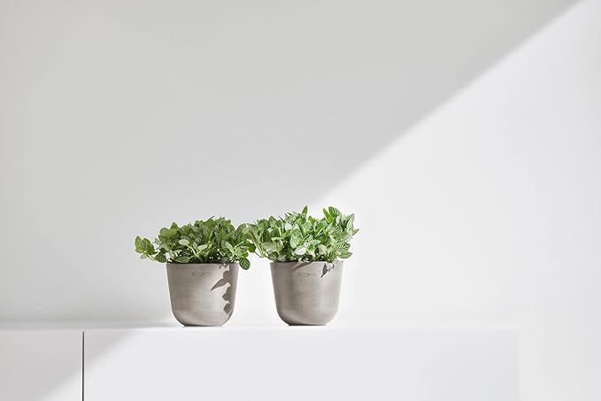 Ecopots Oslo Mini Durable Modern Round Indoor/Outdoor Recycled-Based Composite Flower Pot Planter, Taupe, 4.5"