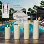 Outdoor Candles with Timer Waterproof: Set of 8 2.2''×4'' 5'' 6'' 7'' Flameless LED Pillar Candles with Remote Battery Candles Flicking Ivory for Fireplace Halloween Patio Centerpieces