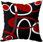 CAPSCEOLL Black White Red Geometric Circle Printing Decorative Throw Pillow Case 18X18Inch 2PCS Home Decoration Pillowcase Zippered Pillow Covers Cushion Cover
