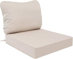 AAAAAcessories Outdoor Deep Seat Cushions, Waterproof, Fade-Resistant Patio Furniture Replacement Cushions, 25.5" x 25.5" x 5" + 25.5" x 19", Khaki Beige