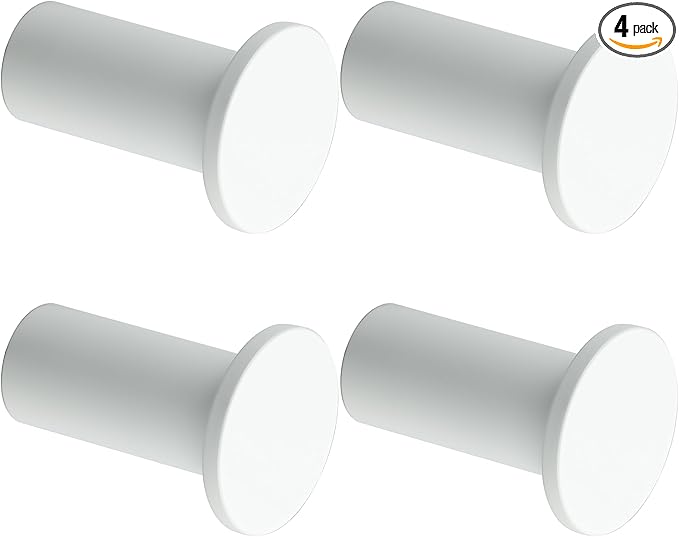 SAYAYO White Hooks for Hanging, Heavy Duty Towel Hooks for Bathrooms, Modern Coat Hook SUS 304 Stainless Steel Robe Hook 4 Pcs