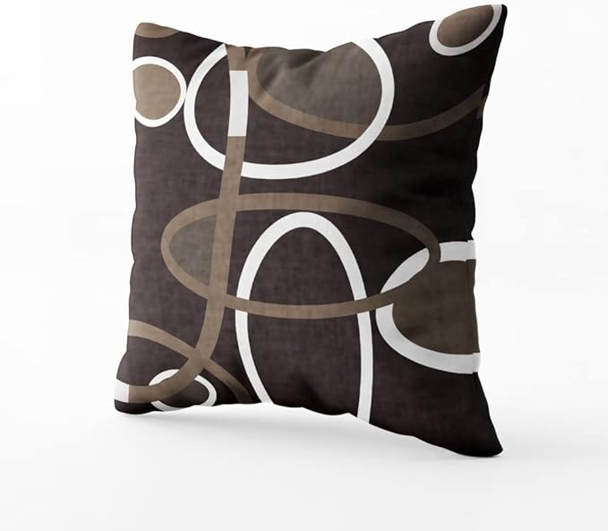 CAPSCEOLL 2PCS Brown White Grey Geometric Circle Decorative Throw Pillow Case 16X16Inch,Home Decoration Pillowcase Zippered Pillow Covers Cushion Cover with Words for Book Lover Worm Sofa Couch