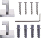 TASTOS Bath Towel Hooks Brushed Nickel, 4 Pack Stainless Steel Robe Coat and Clothes Hook, Heavy Duty Wall Hook for Bathroom & Kitchen, Modern Square Style Wall Mounted