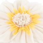 3D Flower Pillow Decorative Round Throw Pillows Handmade Cute Floral Velvet Accent Pillowcases Soft Elegant Cushion for Bed Couch Car Bedroom Living Room Home Decor 12 Inch Cream White