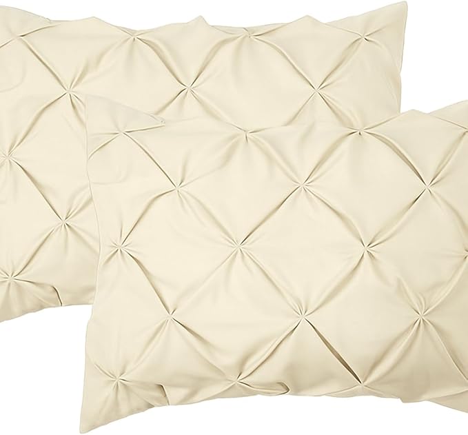 COTTON STICH Pinch Pleated Pillow Shams King 20x40 Ivory Egyptian Cotton 600 Thread Count Gorgeous Decorative Pinch Pleated King/California King Pillow Sham Set of 2