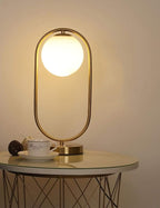 KCO Lighting Modern Bedside Night Lamp Mini Gold Table Light Metal Brass Finished Bedside Desk Lamp with Milky White Shade for Living Room Bedroom (Bronze, Oval)