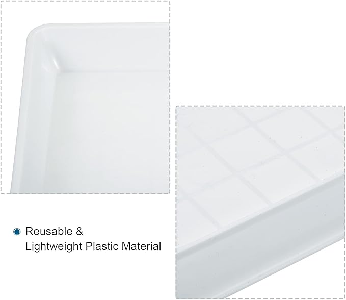 MECCANIXITY Plant Pot Saucer 6 Inch Plastic Square Flower Drip Tray for Indoor Outdoor, White Pack of 6