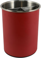TENGINE Stainless Utensil Holder 360° Rotating 6.5X5.25 Inch Utensil Crocks for Kitchen Counter with Removable Divider Red