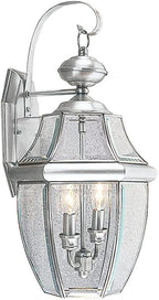 Livex Lighting 2251-91 Monterey 2 Light Outdoor Brushed Nickel Finish Solid Brass Wall Lantern with Clear Beveled Glass