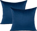 Dark Blue Square Pillow Covers Velvet Navy Throw Pillowcases Decorative Couch Sofa Cushion Covers Soft Solid Home Decor for Bedroom Car Office 18x18 Inch Set of 2, 45x45cm