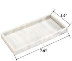 DNC 2PC 7.9" Small Silicone Bathroom Tray for Counter, Vanity Tray for Countertop, Kitchen Sink Soap Tray for Dish Holder Dispenser Toilet Tank Desk Organizer Marble White
