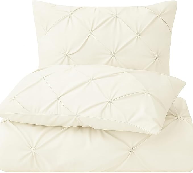 COTTON STICH Pinch Pleated Pillow Shams King 20x40 Ivory Egyptian Cotton 600 Thread Count Gorgeous Decorative Pinch Pleated King/California King Pillow Sham Set of 2